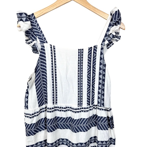 Caterina Ricci Dress Navy Blue & White Ruffle Tie Back Sleeveless Dress Medium - Picture 6 of 12